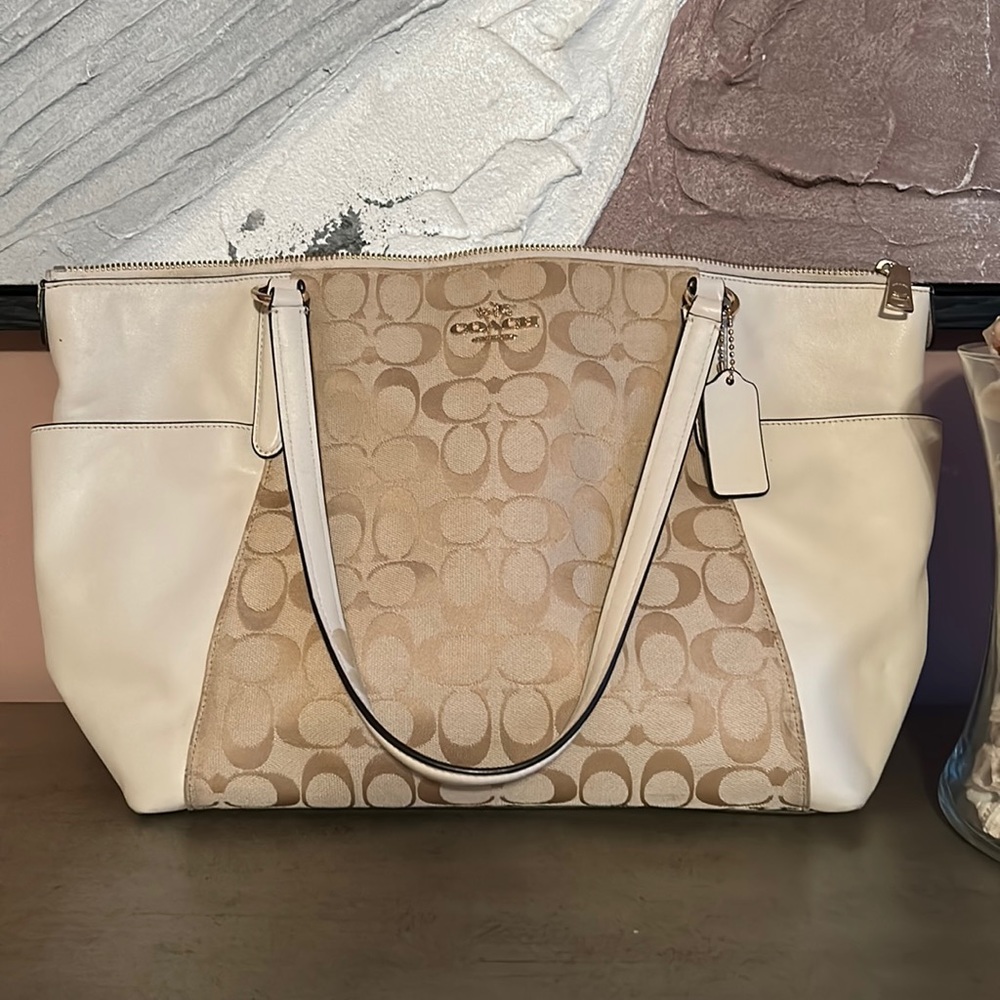 White leather Coach bag